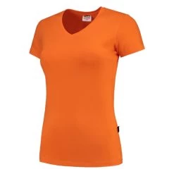 Tricorp Dames T-Shirt Casual 101008 190gr Slim Fit V-Hals Oranje Maat M