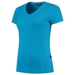 Tricorp Dames T-Shirt Casual 101008 190gr Slim Fit V-Hals Turquoise Maat 2XL